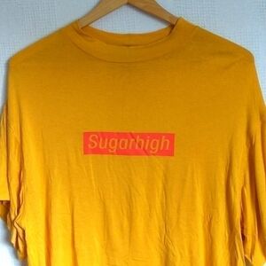 Y2K Weavers Sugarhigh Crop Top Size Medium Gold 90s Grunge